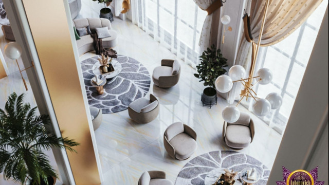 Spacious Gold and White Luxury Sitting Interior Design