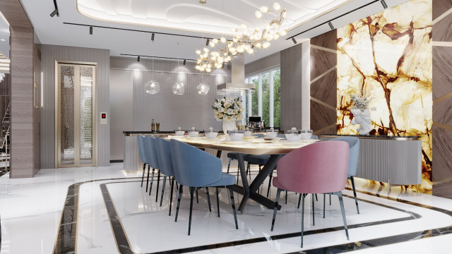 dome Underline bubble Dining Room Interior Design in Dubai by Luxury Antonovich Design