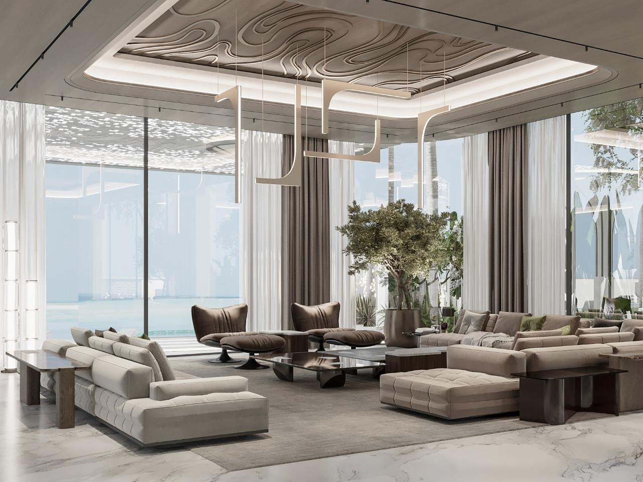 Family Sitting Room Design in Dubai by Luxury Antonovich Design