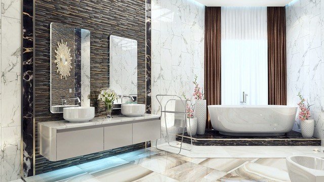Современный стиль дизайна ванной комнаты