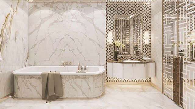 Sophisticated Marbled Bathroom