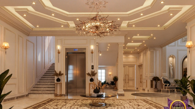 Luxury Hallway and Living Room Floor Plan Dubai