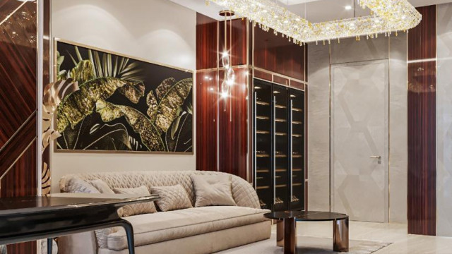 تصميم ديكور غرفة معيشة فاخرة في دبي