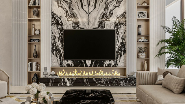 Интерьер и мебель роскошной гостиной в Дубае