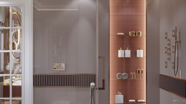 Дизайн интерьера ванной комнаты с концепцией роскоши
