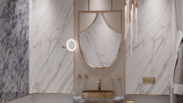 Роскошный дизайн интерьера ванной комнаты в ОАЭ