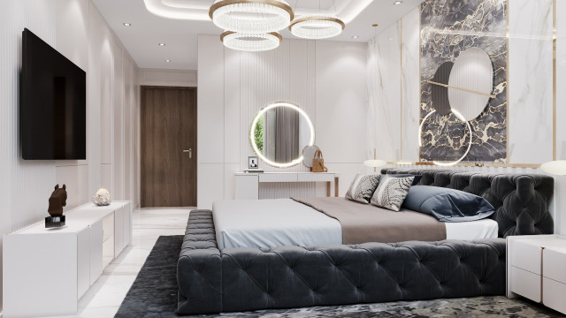 تصميم وتخطيط غرفة النوم الرئيسية في دبي