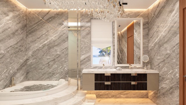 إتقان فن تصميم حمامات الفيليات الفاخرة