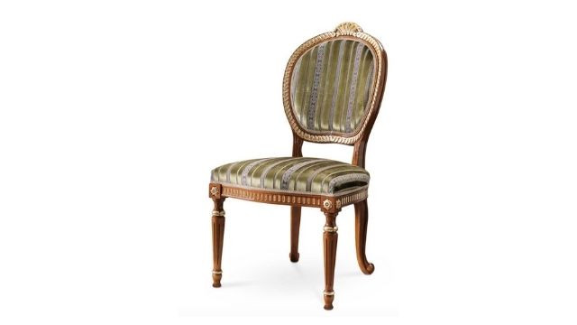 Chair in walnut finish with gold details