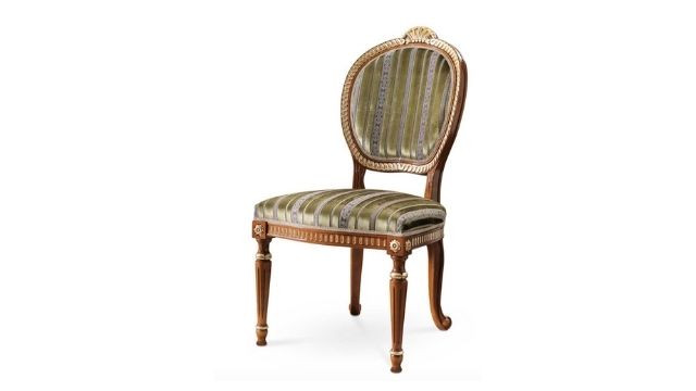 Elegant Chair in walnut finish with gold details