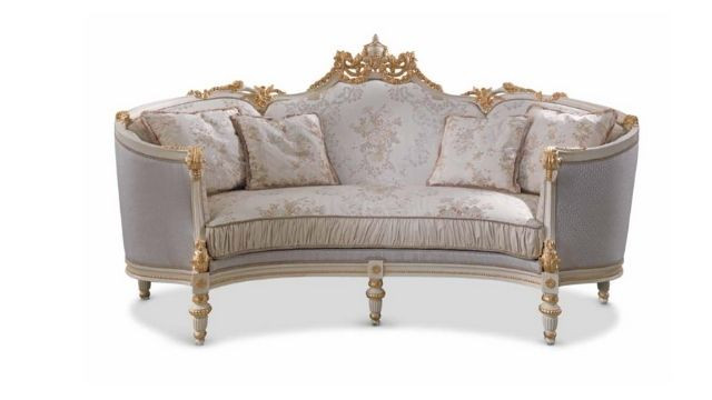 Luxury 3 seater sofa in antique lacquering finishing with gold leaf details