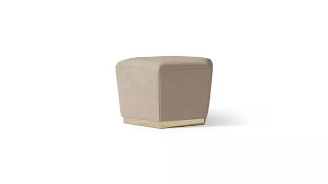 Elegant Padded Pouf  with Gold Accent