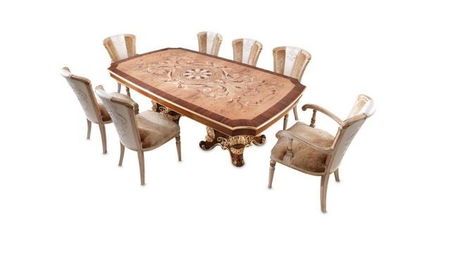 Elegant Dining table with olive ash-wood briar finish