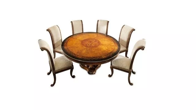 Luxury Round table in olive ash-wood briar