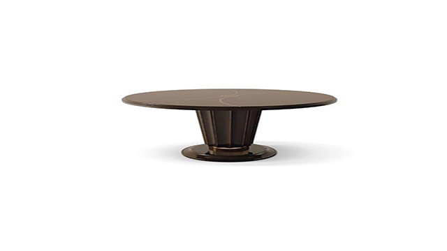 Round fixed table - herringbone and decor
