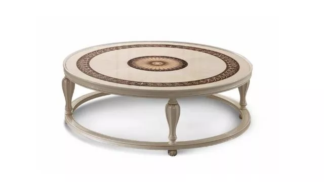 Luxury Small central table in white-washed erable finishing