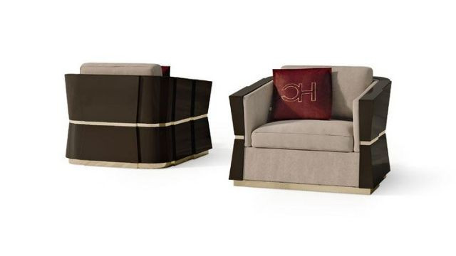 Luxurious Design Armchair with brass insert