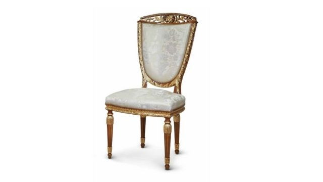 Classic Design Chair in walnut finishing with antique gold details
