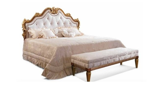Classic Design Walnut bed with antique gold details