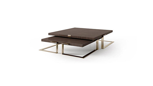 Square coffee table with metal legs