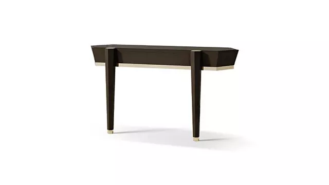 1 Drawer consolle with brass inserts and wooden top