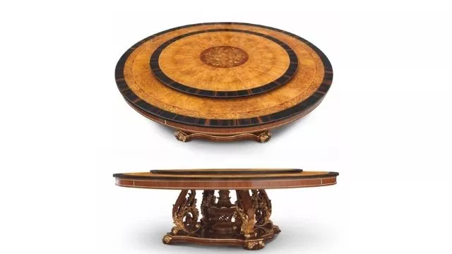 Luxury Round table with swivel Lazy Susan turned on with an electric engine.