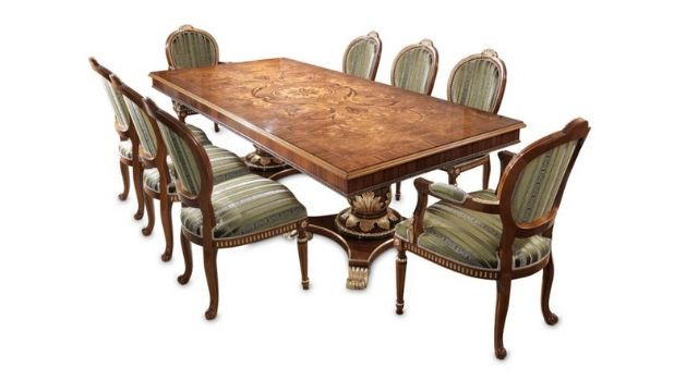Elegant Rectangular table w/ inlaid olive-ash briar wood top