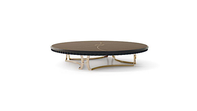 Round coffee table with metal base
