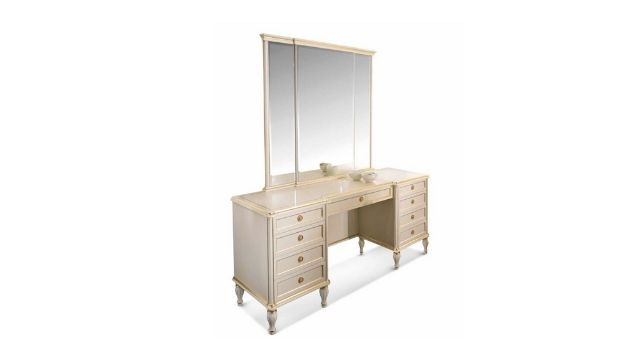 Elegant Antique Lacquered Dressing Table with Gold Details