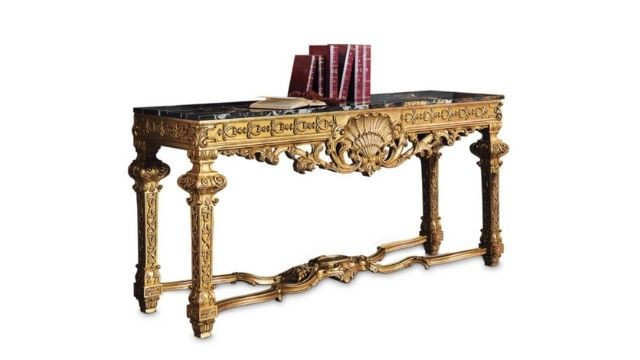 Luxury design gold console table with marble top