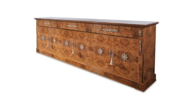 Luxury design 6door sideboard in olive ash-briar wood with brass details