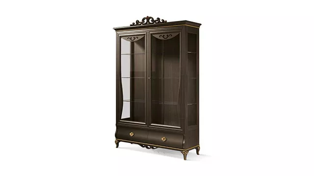 sliding doors and 3 drawers glass cabinet
