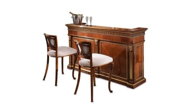 Elegant Bar unit in cherry-wood finishing with gilded details