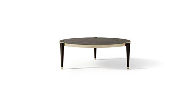 Round coffee table with brass insert