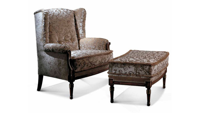 Classic Design Walnut Armchair with Silver Details