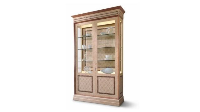 Luxury Design display cabinet in erable wood finishing with silver lamina