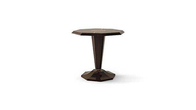 Octagonal coffee table - herringbone and decor