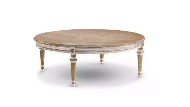 Classy coffee table in antique lacquering finishing with gold leaf details