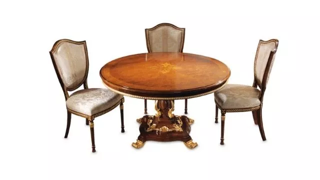 Elegant Table in olive ash-briar w/inlay and gilded details Elegant Table in olive ash-briar w/inlay and gilded details