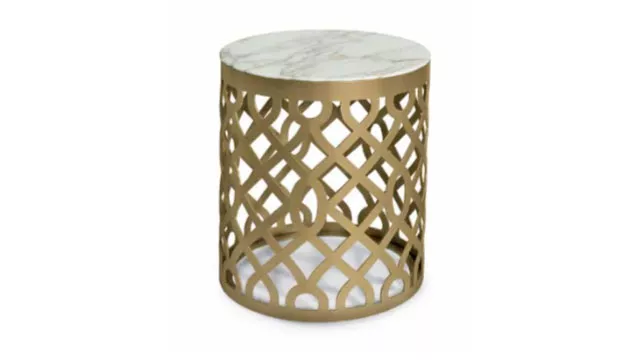 White Marble Design Coffee Table with Glaze Gold