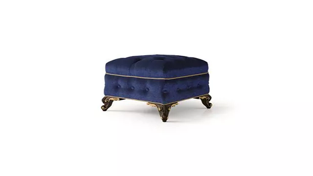Royal Style  in Dark Blue Accent Padded pouf