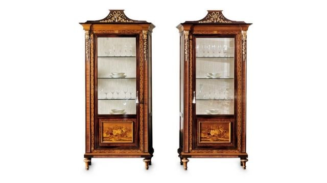 Classic Design Display Cabinet with inlays and gold carvings