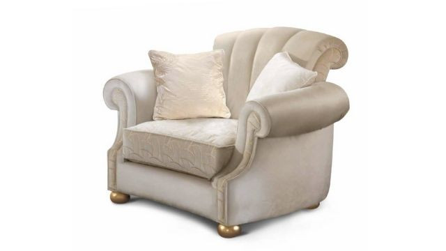 Luxury Padded armchair with gold leaf feet