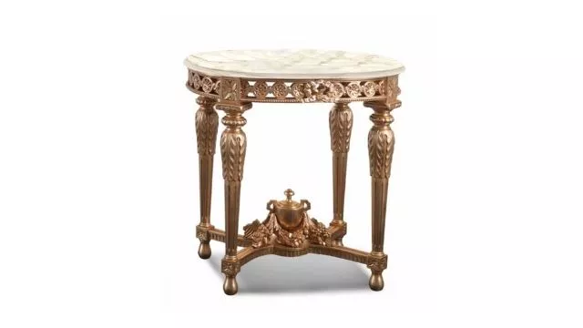 Classy Carved small round table in gold leaf details