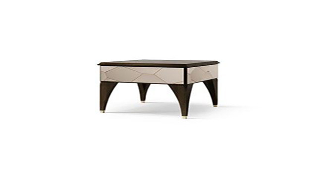 Drawer rectangular coffee table with engraved mirrors