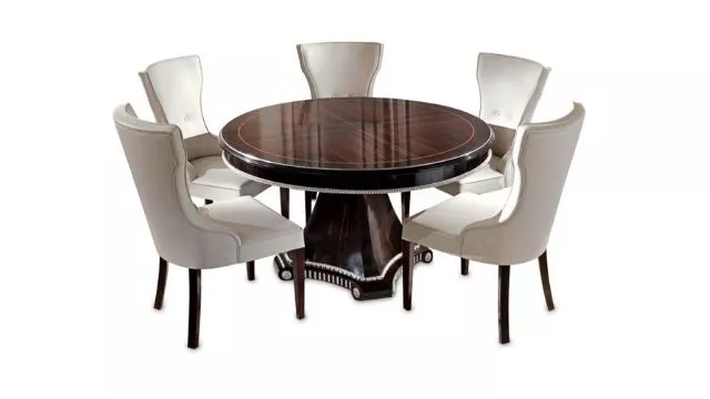 Luxury Rosewood round table with silver details Luxury Rosewood round table with silver details