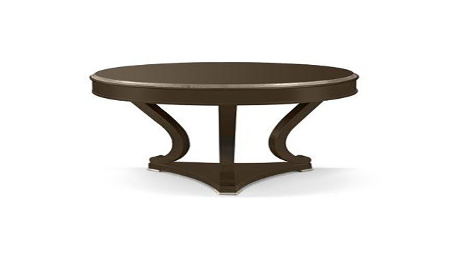 Round fixed table with wooden top