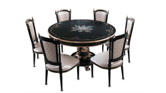 Elegant Antique black lacquered round table