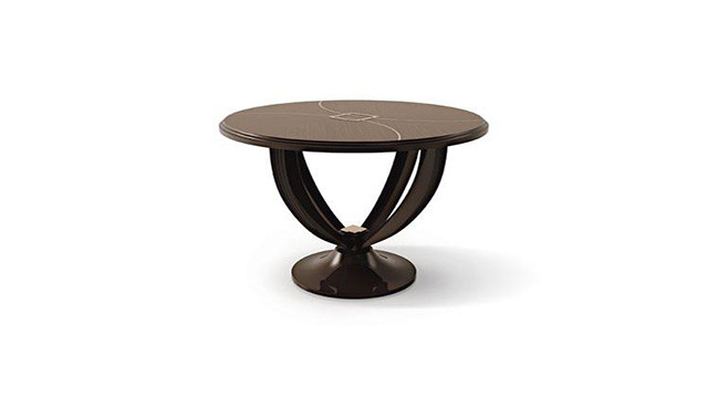 Luxury Round coffee table - herringbone and decor