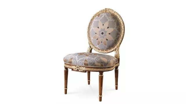 Stylish Walnut chair with gold details